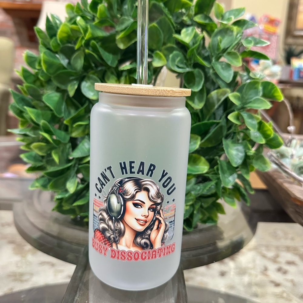 Frosted Glass Tumbler with Retro Design